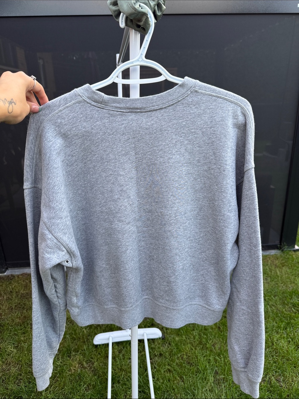 Nike Heather Gray Crewneck Sweatshirt with Floral Swoosh - Picture 3 of 3
